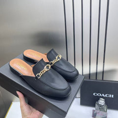 Coach Samie Mule Black Loafers For Woman With OG Box & Carry Bag 886-28