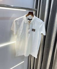 Dolce&Gabbana White Steel Logo Imported Polo T-Shirt With Box Packing
