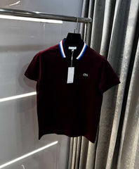 Lacost e Wine Embroidery Logo Premium Polo T-Shirt