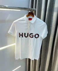 Hugo Bos s White Logo Print Classic Polo T-Shirt
