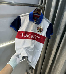 Hacket London White Embroidery Logo Premium Polo T-Shirt
