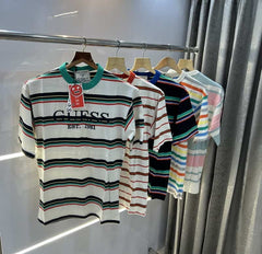 GueSs  Black Embroidery Print Imported Oversized T-Shirt