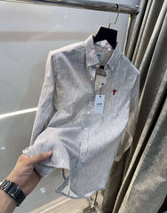 Ami Paris Brown strips Embroidery Logo Premium Shirt