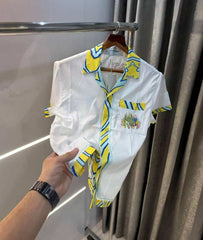 Casablanc a White Printed Imported Half Shirt
