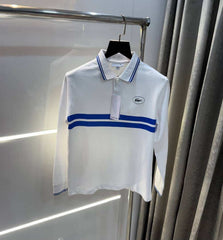Lacost e White Premium Classic Full Sleeves Polo T-Shirt