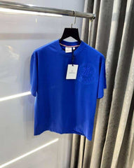 Moncler Blue Embroidery Logo Imported Oversized T-Shirt