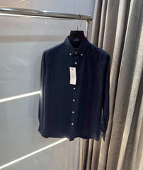 Calvin   klein Navy Blue Embroidery Logo Premium Linen Shirt