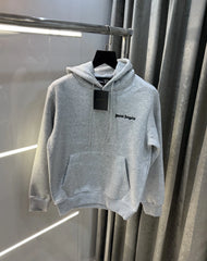 Palm Angels Grey Embroidery Logo Imported Hoodie
