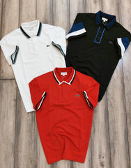 Lacost e Red Embroidery Logo Premium Polo T-Shirt