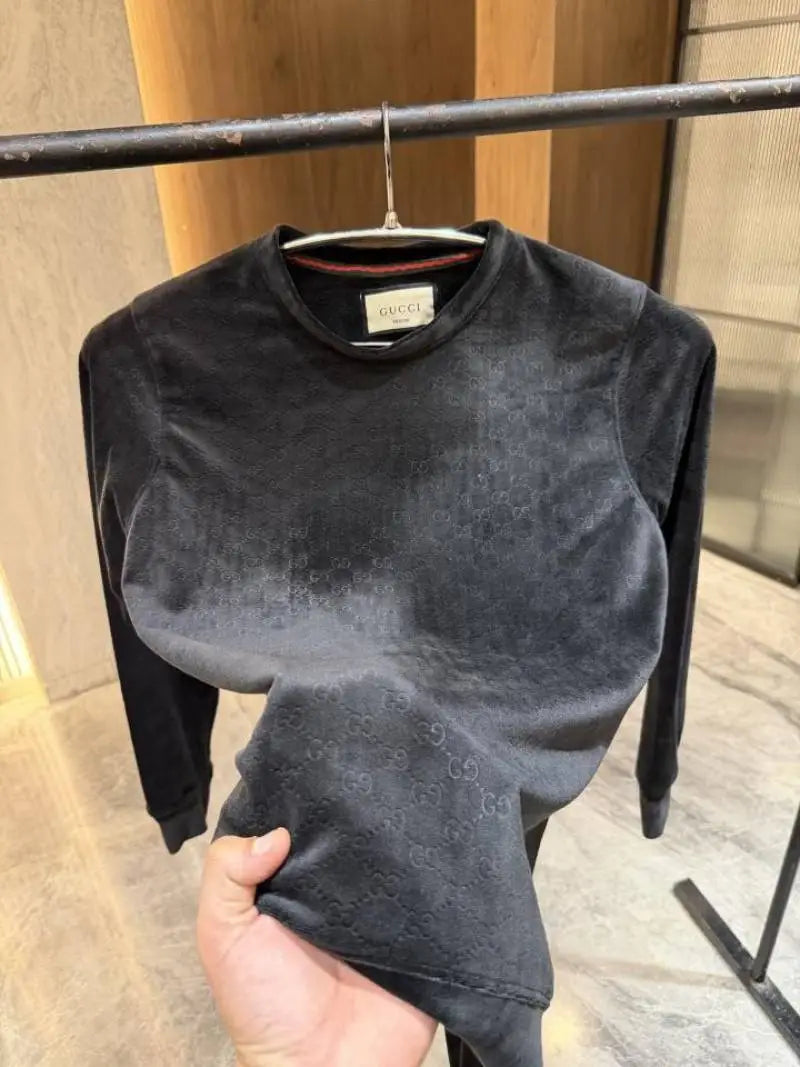 Gucc i Black Pure Velvet Monogram Tshirt