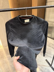 Gucc i Black Pure Velvet Monogram Tshirt