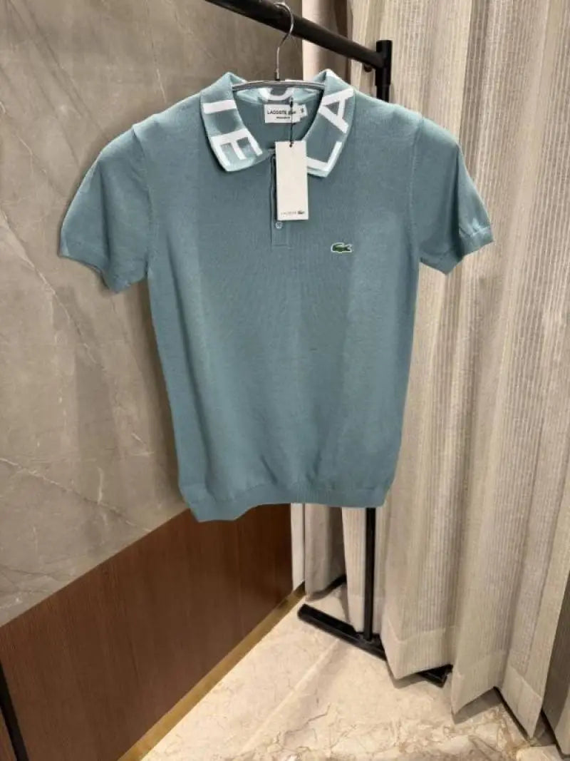 Lacost_e Light Green Knitted polo Brand Collars