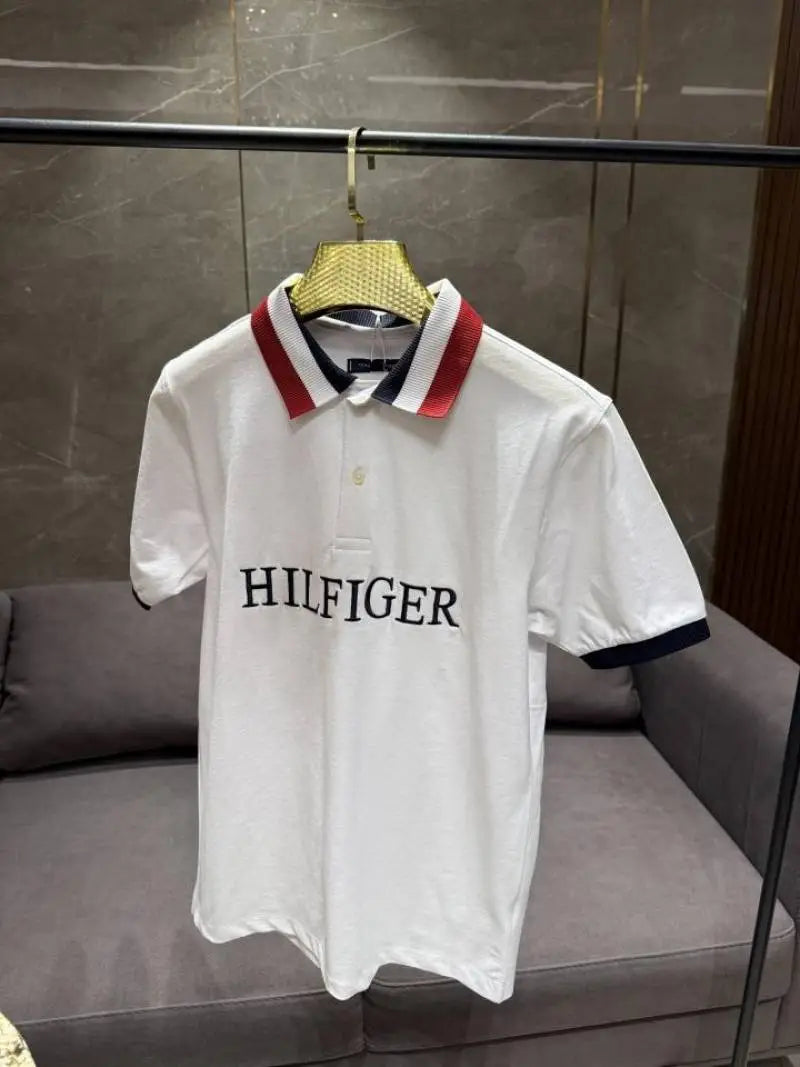 SALE TOMMY HILFIGE_R WHITE PREMIUM FRONT PRINTED POLO