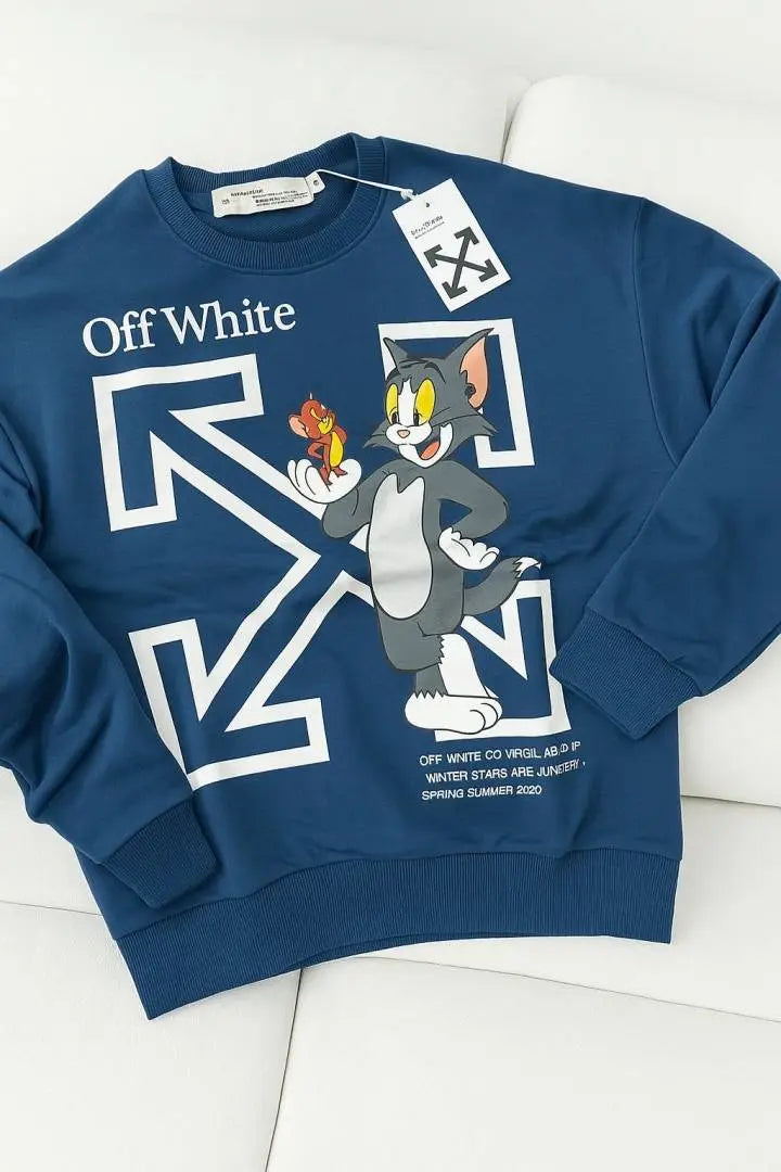 Offwhite Blue Sweatshirt Tom and jerry edition