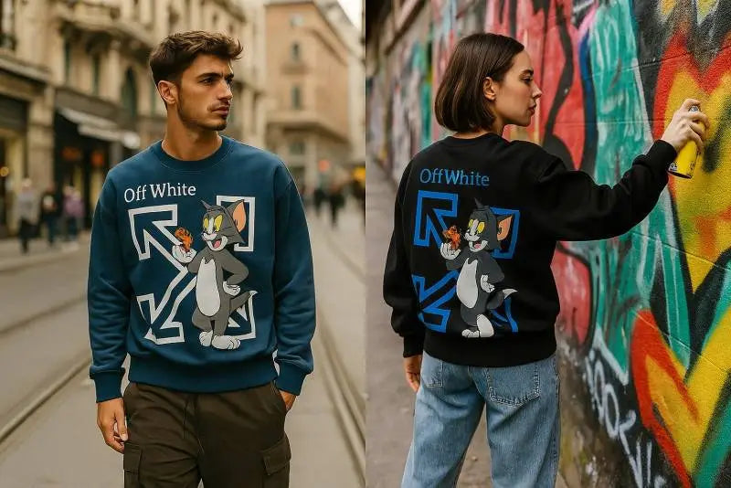 Offwhite Blue Sweatshirt Tom and jerry edition