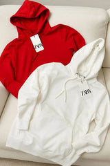 Zar_a Men Red Plain Hoodie