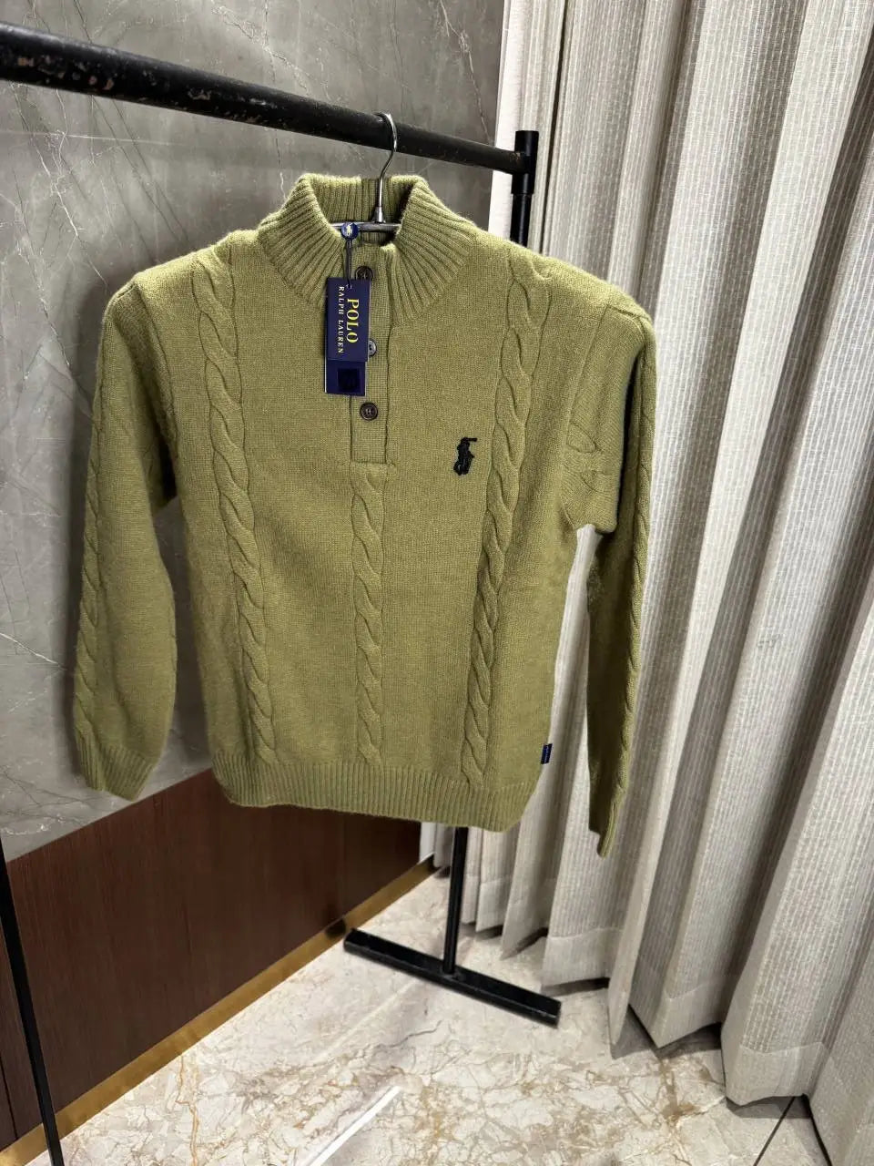Ralph laure_n Green Full sleeves Knitted Woolen sweatshirt