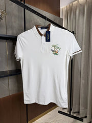 RALPH LAURE_N POLO WHITE PREMIUM FRONT EMBORSSED POLO