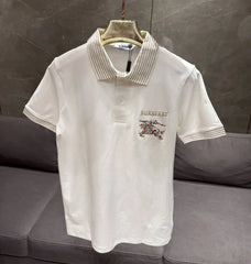 BURBERR_Y WHITE PREMIUM COLLAR IMPORTED POLO