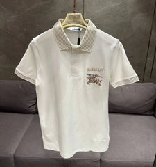 BURBERR_Y WHITE PREMIUM COLLAR IMPORTED POLO