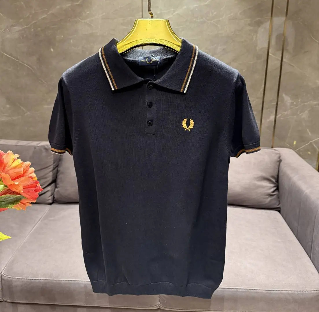 FRED PERRY BLACK KNITTED PREMIUM POLO