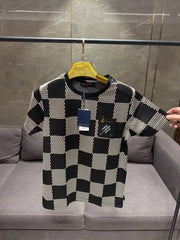 LOUIS VUITTO_N BLACK CHECKS PREMIUM LEATHER TSHIRT