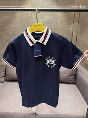 TOMMY HILFIGE_R NAVY BLUE PREMIUM EMBORSSED COLLAR POLO