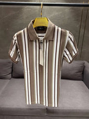 CALVIN KLEI_N BROWN PREMIUM FABRIC ZIP WORK POLO