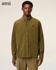 Ami Paris Olive Embroidry Logo Premium Shirt