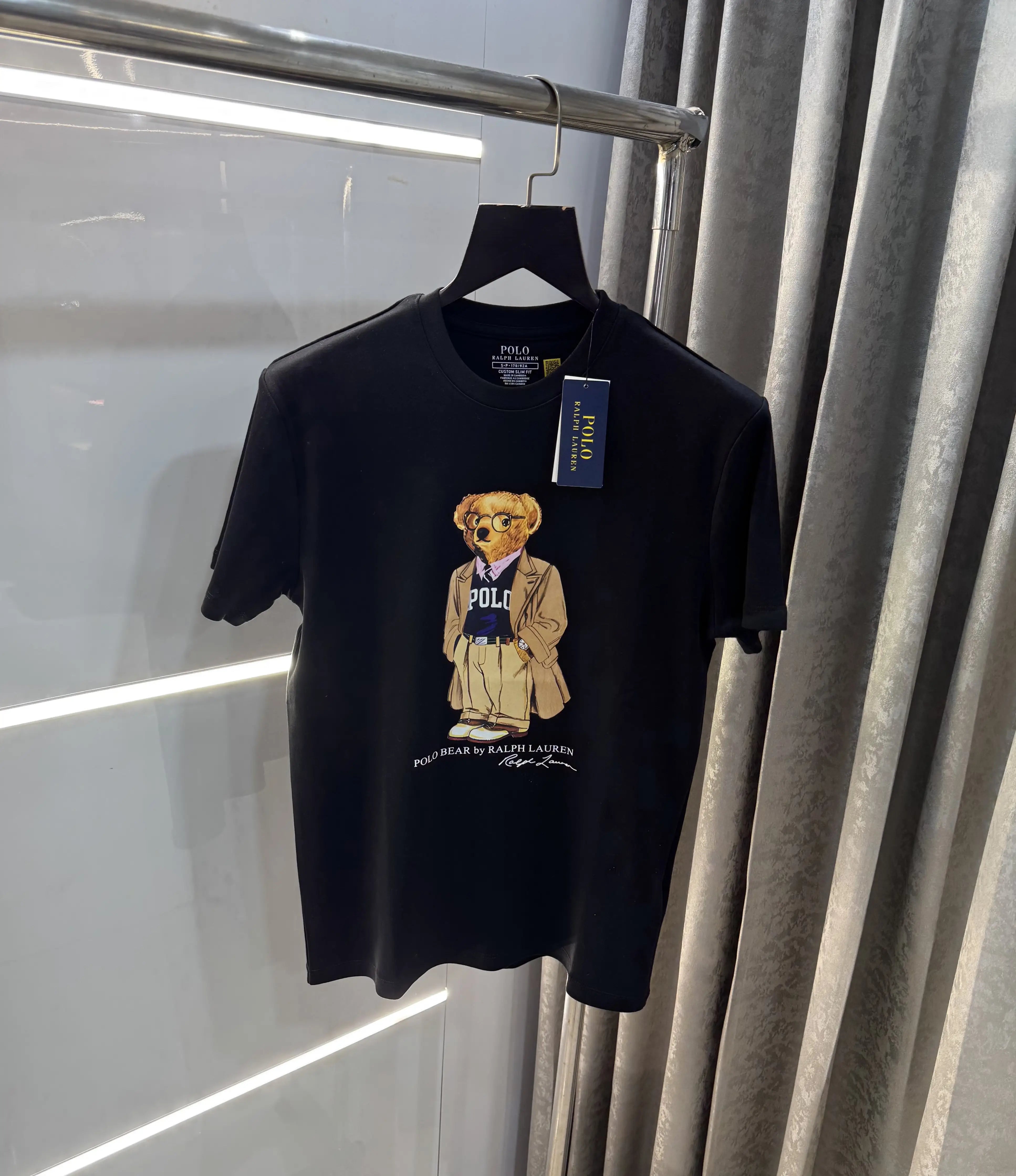Ralp.h  Laure n Black Teddy Logo Premium T-Shirt