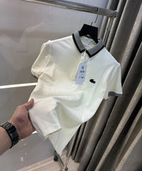 Lacost e Cream Embroidery Logo Premium Polo T-Shirt