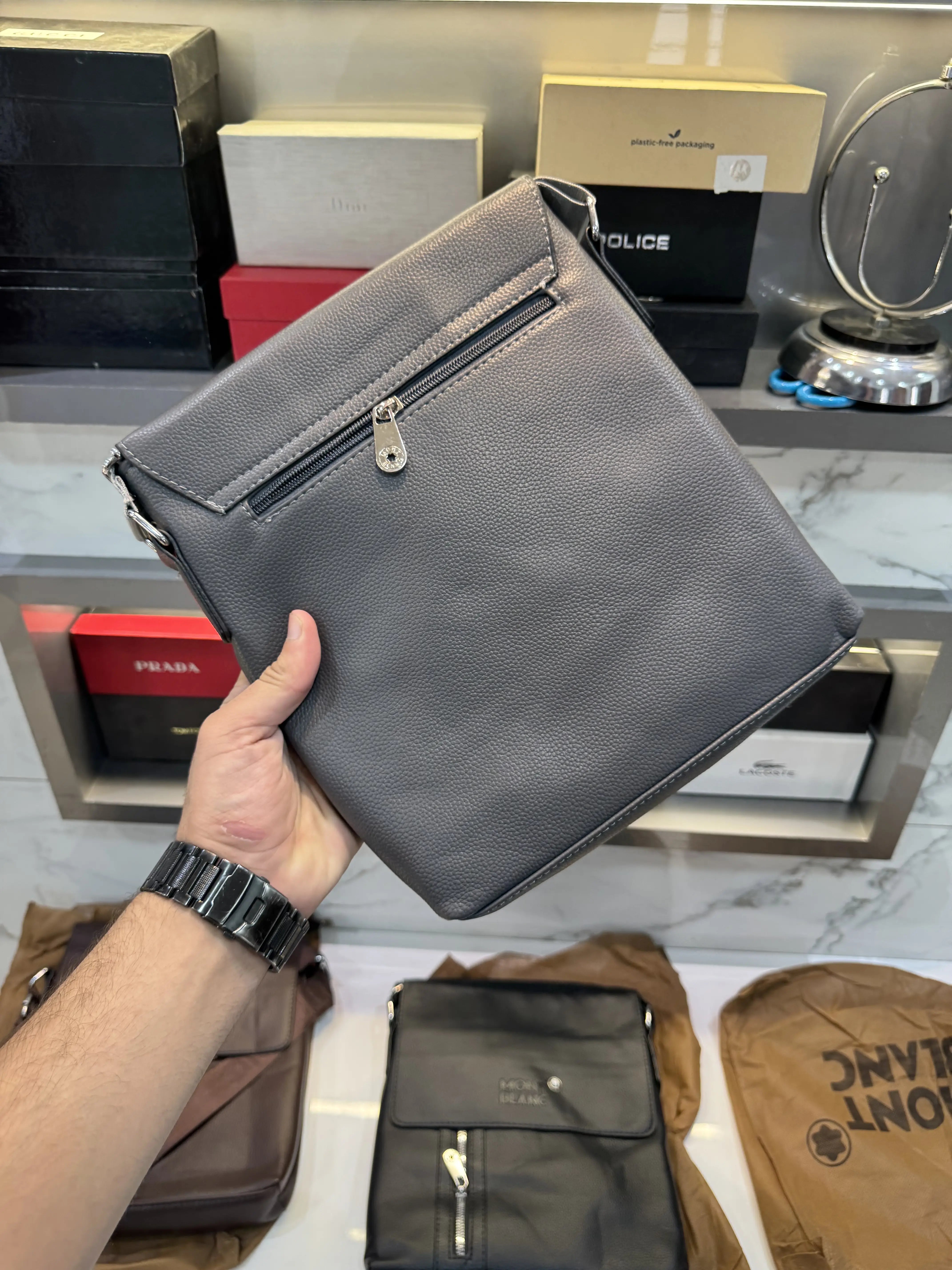 Mont Blanc Grey Classic Crossbody Bag