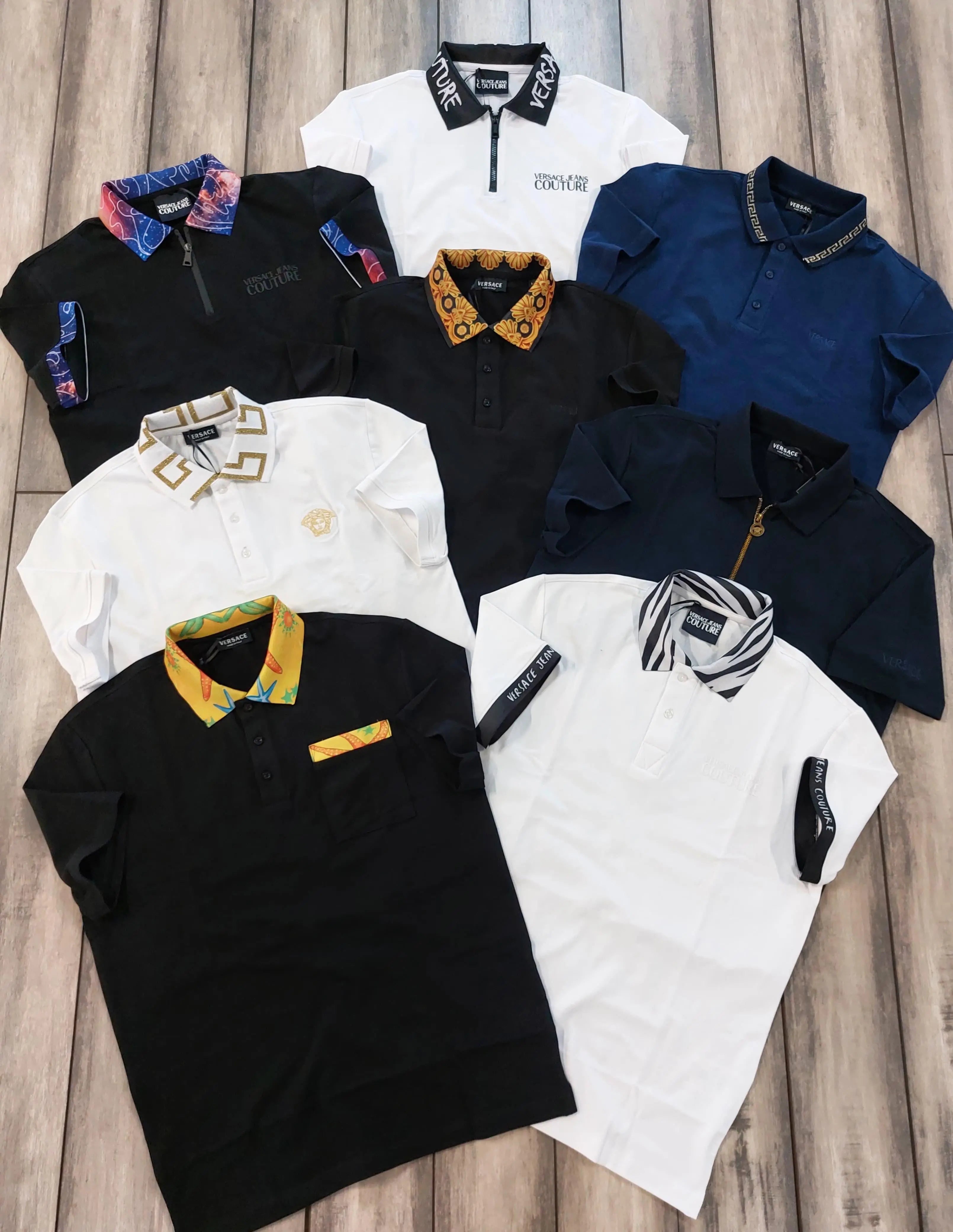 Versace Couture White Collar Logo Imported Polo T-Shirt