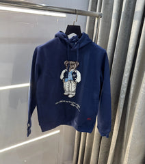 Ralph  Lauren Navy Blue Teddy Edition Embroidery Logo Imported Hoodie