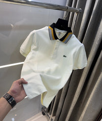 Lacost e Cream Embroidery Logo Premium Polo T-Shirt
