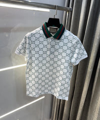 Gucc i White Monogram Premium Polo T-Shirt
