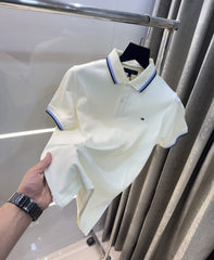 Tomm y Hilfiger Cream Logo Work Premium Polo T-Shirt