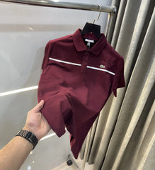 Lacost e Wine Embroidery Logo Premium Polo T-Shirt
