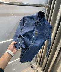 Ralph  Lauren Greenish 5 Embroidery Logo Denim Shirt