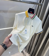 Lacost e Cream Embroidery Logo Premium Polo T-Shirt