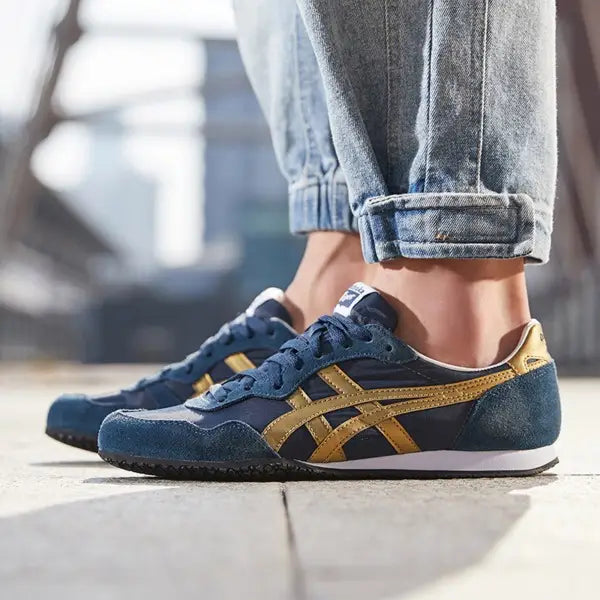 Onitsuka Tiger Serrano Midnight Pure Gold Mens 7A Premium Sneakers D-2018
