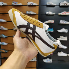 Onitsuka Tiger Sneakers Mexico 66 Cream Licorice Brown 7A Premium Sneakers For Mens D-1785