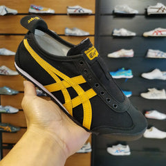 Onitsuka Tiger MeXico 66 Slip On Black Yellow Sneakers For Girls D-2015