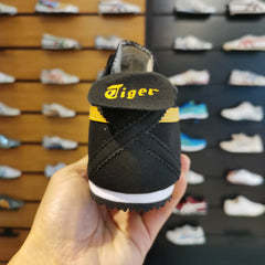 Onitsuka Tiger MeXico 66 Slip On Black Yellow Sneakers For Girls D-2015