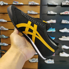 Onitsuka Tiger MeXico 66 Slip On Black Yellow Sneakers For Girls D-2015