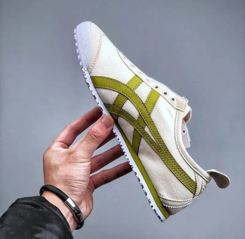 Onitsuka Tiger Mexico 66 Canvas Slip On  White Green Girls First Copy D 1847