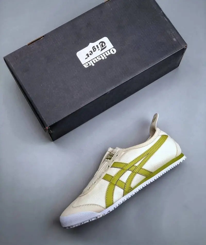 Onitsuka Tiger Mexico 66 Canvas Slip On  White Green Girls First Copy D 1847