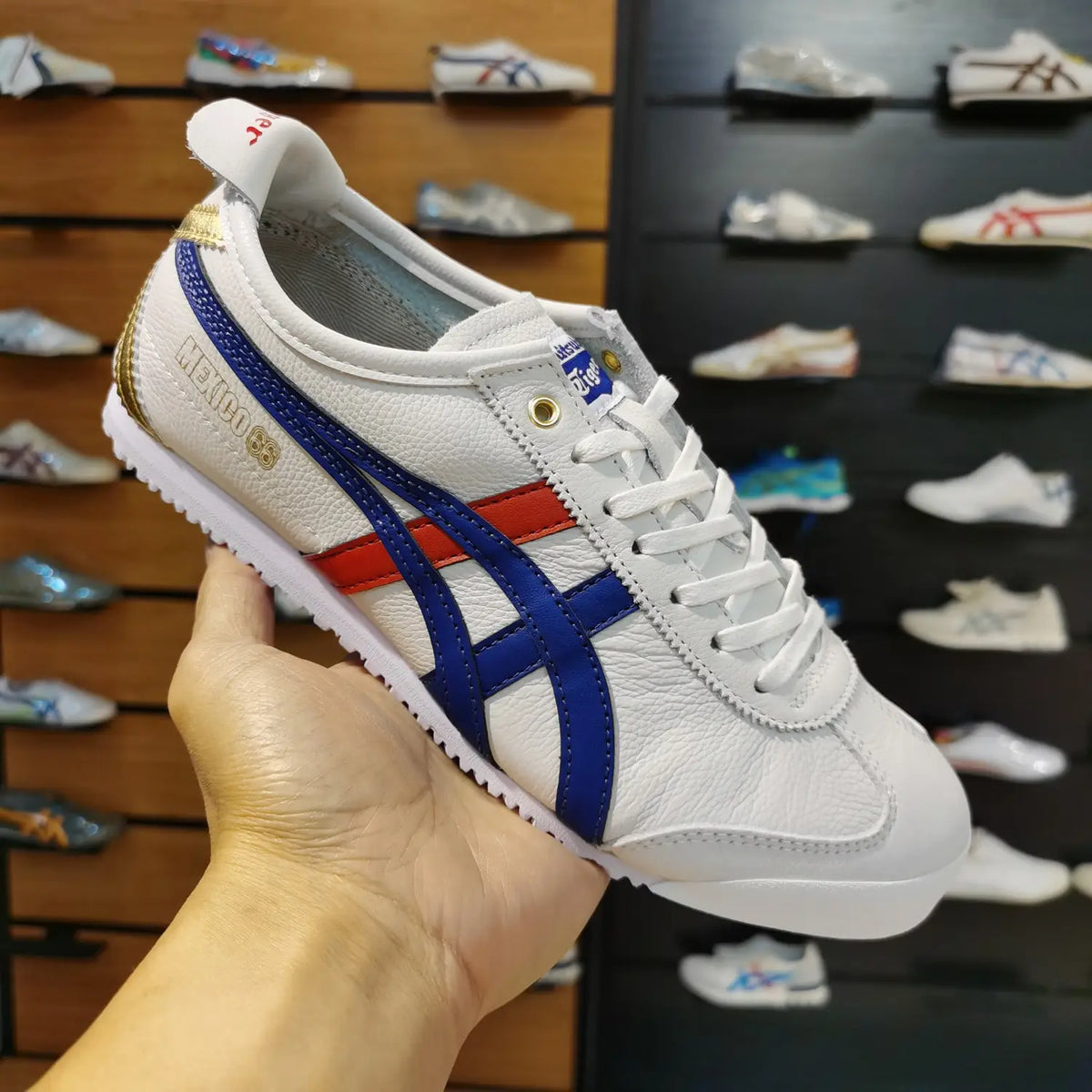 Onitsuka Tiger Mexico 66 White Blue Red Gold Mens 7A Premium Sneakers D-1872