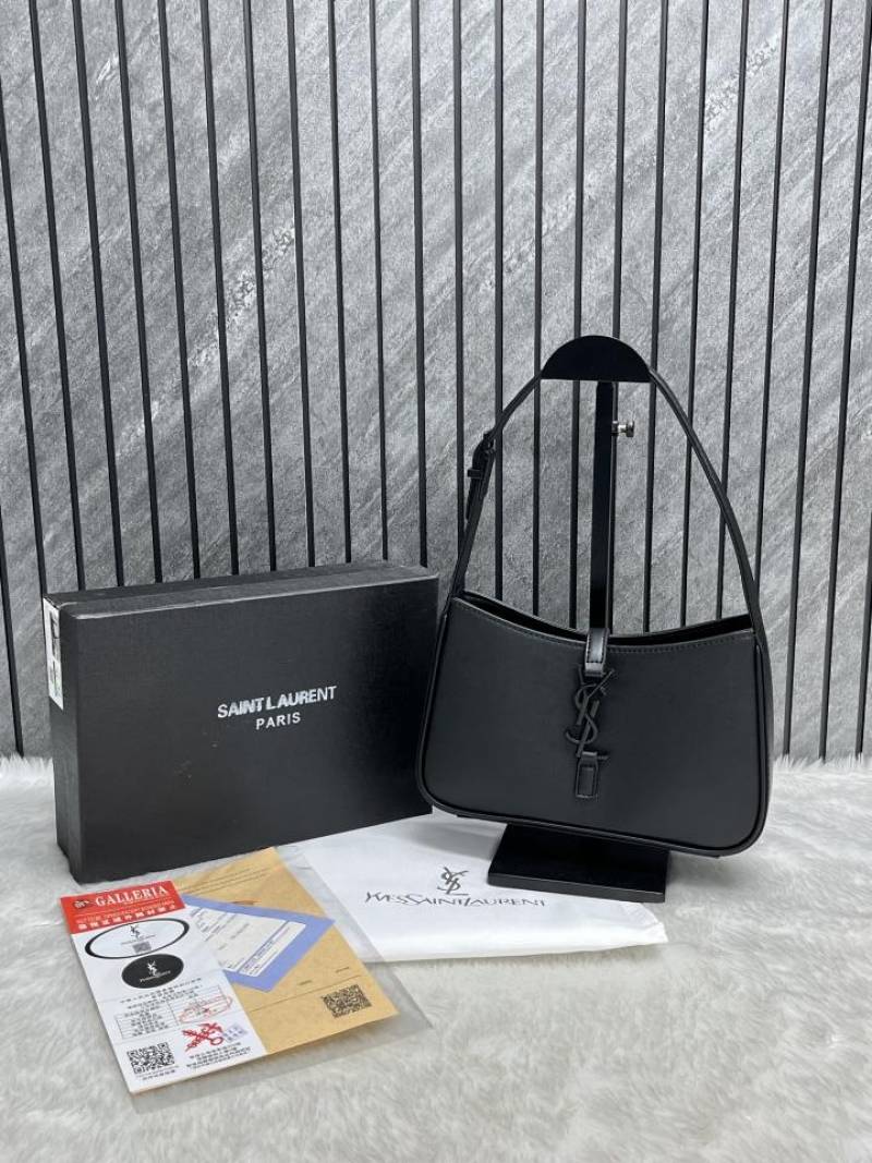 Ysl Saint Laurent Hobo All Black Leather Shoulder Bag With OG Box & Dust Bag 6030 Black