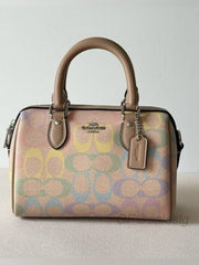 Coach Mini Rowan Crossbody Bag Rainbow Signature Canvas With OG Magnetic Box & Dust Cover Rainbow